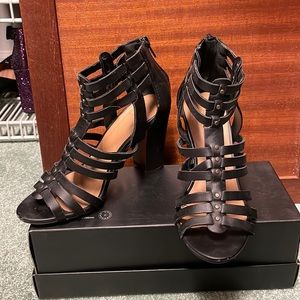 Black strappy heels